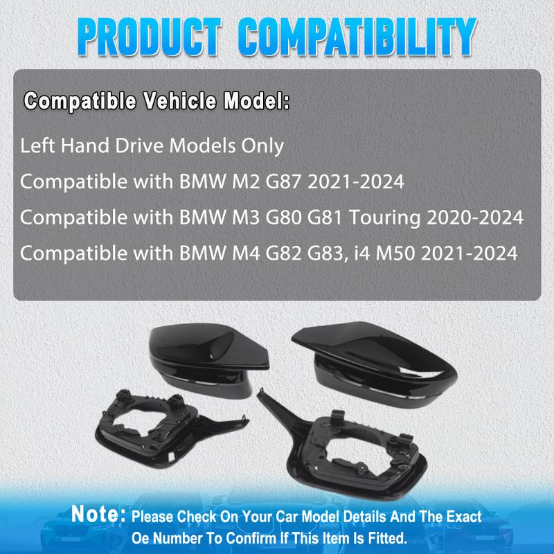 Set Rearview Mirror Housing Mirror Cover Cap  Frame Base for  BMW M2 G87 G80 G81 Touring G82 G83, I4 M50 -2024  51168746847,