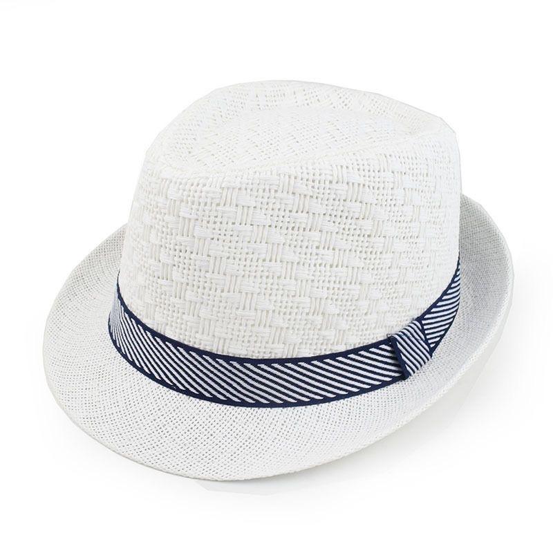 Summer Straw Hat Men's Outdoor Sun Hat Breathable Beach Hat British Performance Jazz Hat Children's Gentleman's Top Hat