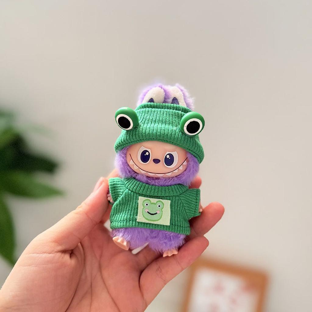 No DollPlush Doll Clothes for Mini Labubu 4.0 Bear Hat Love Sweater Set DIY Doll Accessories Gifts