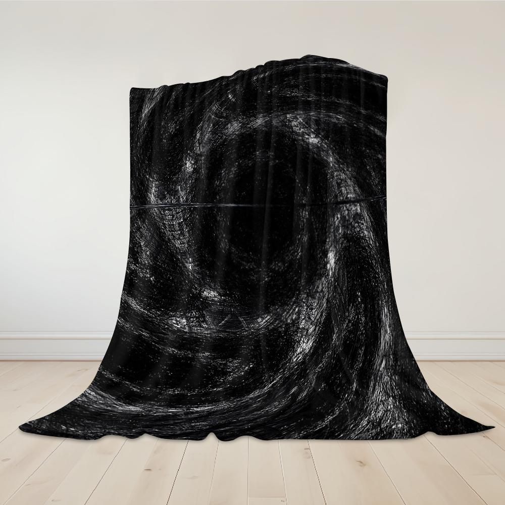 Black Spiral Flannel Blanket Warm Soft Halloween Christmas Couch Warm Cozy Decorative Decor Gift for All Season