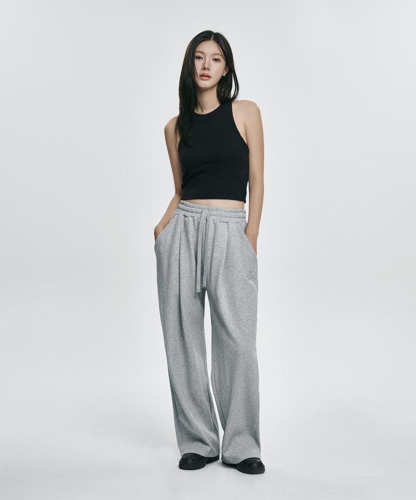 Atejeu Essential One-Pleat Wide Sweatpants [Gray]