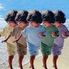 2025 Summer Children's Solid Color Short-Sleeved Cotton and Linen Two-Piece Set