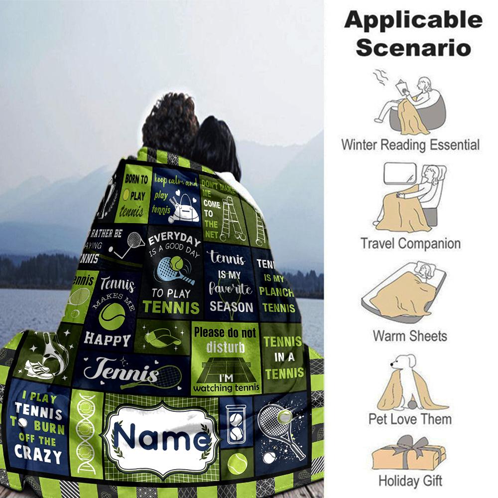 Tennis Theme Customize Your Name Home Blanket S Comfortable Soft Lightweight All Season Multipurpose Blanket For Picnics Couches Offices Beds Living