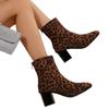 Plus Size Leopard Print High Heel Fashion Boots Women's Winter 2025 New Thick-heeled Suede Martin Boots