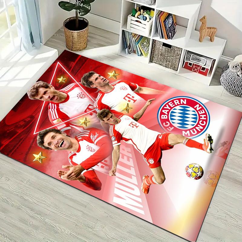 Thomas Muller Bayern Munich Football Star Collage Print Area Rug Non‑Slip Rectangular Floor Mat Soccer Fan Decor Rug for Bedroom Living Room