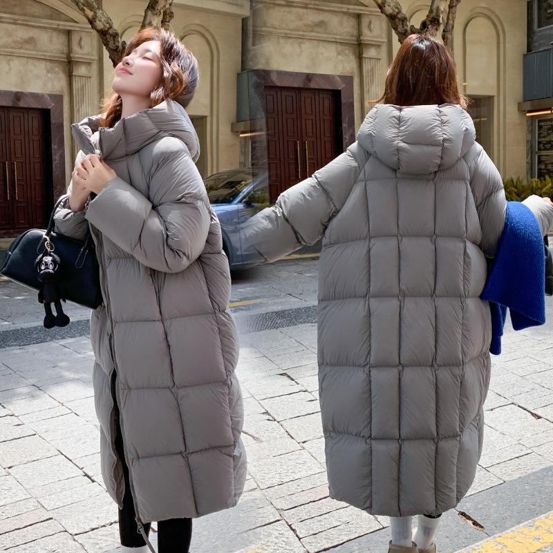 Winter wind loose hooded long knee cotton clothes women's thickened bread clothes simple long coat