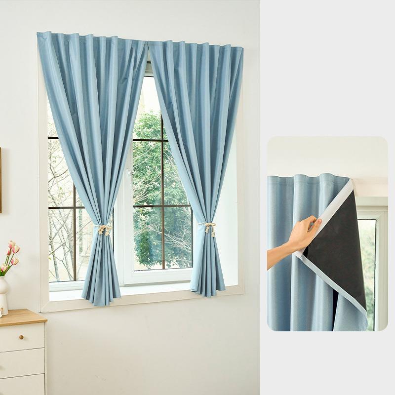 Easy Installation Window Curtain Summer Window Shading Cloth No Punching Rent House Sun Protection Self-adhesive Short Curtains