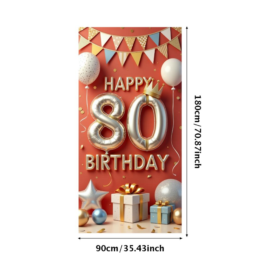 Golden Crown 80th Birthday Birthday Banner Happy Birthday for Family Gathering Party Decoration Anniversary Celebration