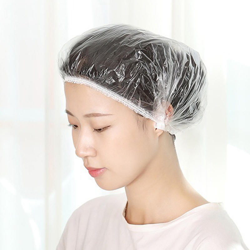 100Pcs Clear Disposable Shower Caps PE Waterproof Hair Caps for Hair Dye, Spa & Bathing  Kitchen Bathroom Accessories