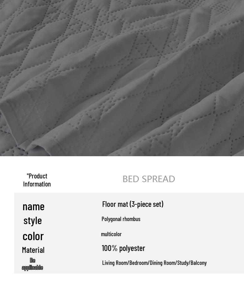 Revised Product Name: "Reversible Cotton-Filled Embossed Quilted Bedspread 3-Piece Set"