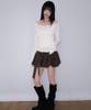 ROSEFRANTZ Balloon Check Belted Miniskirt [Brown]