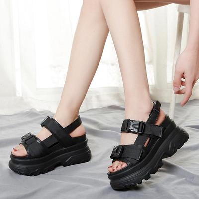 Summer Loose-soled Open-toed Casual Sandals Women's Velcro Wedge-heeled Women's Shoes Plus Size Roman Shoes
