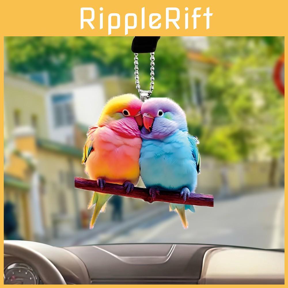 Cute And Realistic Printed Parrot Pattern Acrylic Pendant For Decoration Car