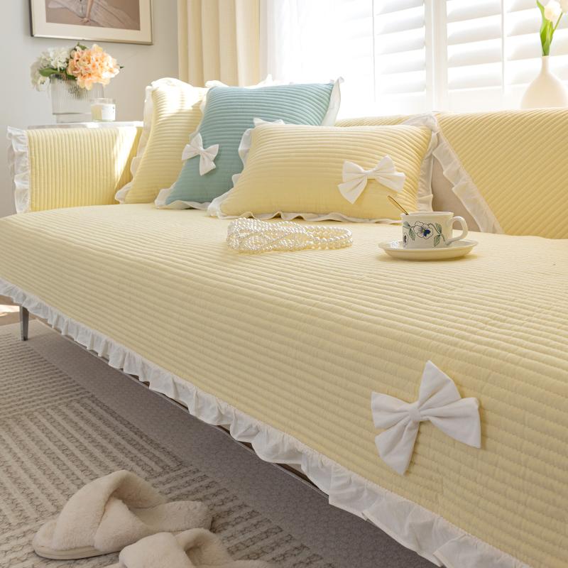 Internet Celebrity Pure Cotton Sofa Cushion Cotton Fabric Four Seasons Universal Non-Slip Seat Cushion  New Light Luxury Sofa Cover