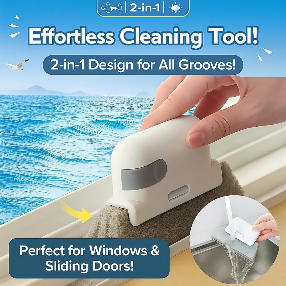 2 In 1 Groove Cleaning Tool Window Frame Door Groove Cleaning Brush Sliding Door Track Cleaning Tools Handheld Crevice Cleaner