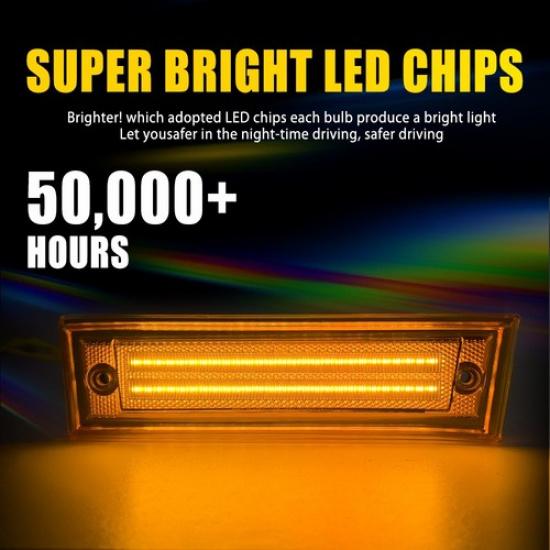Pair LED Amber Side 2-Row Marker Signal Light For Chevrolet 1981-1991 Suburban