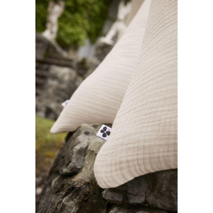 Taie d'oreiller "Ina" toutes dimensions "Quadruple Gaze de Coton" l'Effet Papillon - 60x60 - Beige foncé
