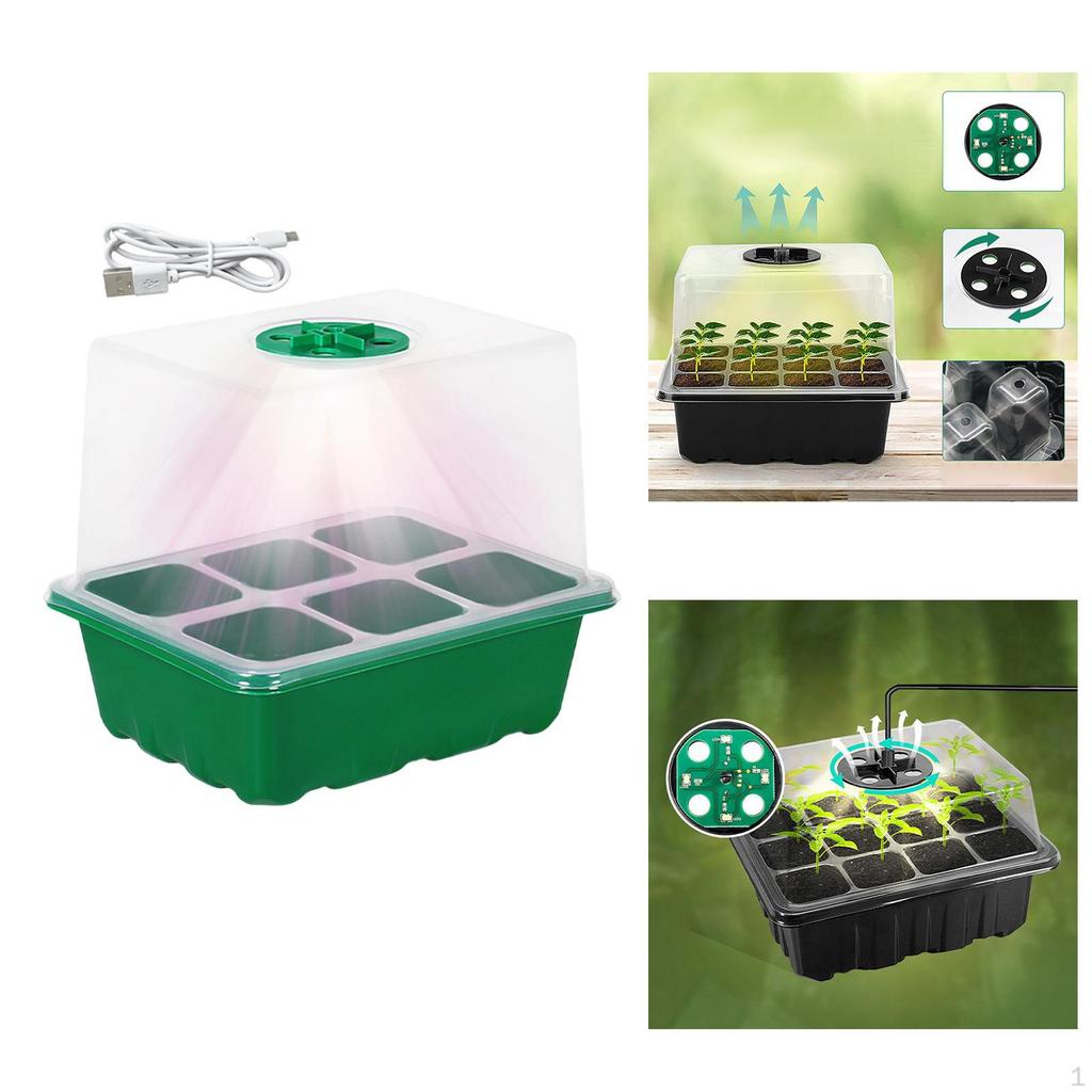 Nursery Pot with Light Growing Tray Drain Holes Reusable Humidity Domes Practical