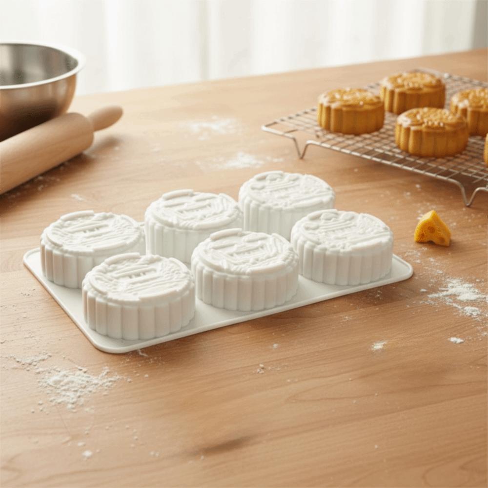 6 Cavities Auspicious Clouds Mooncake Mold Silicone Mung Bean Cake Mold Candle