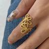 Stainless Steel Flower Rings For Women Gold Color Hollow Five Petal Flower Ring Wedding Fashion Designer Jewelry Accessories