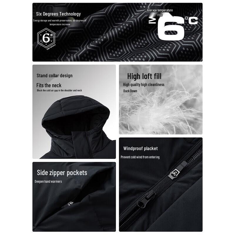 ANTA Men's Mid-Length Warm Hooded Down Jacket