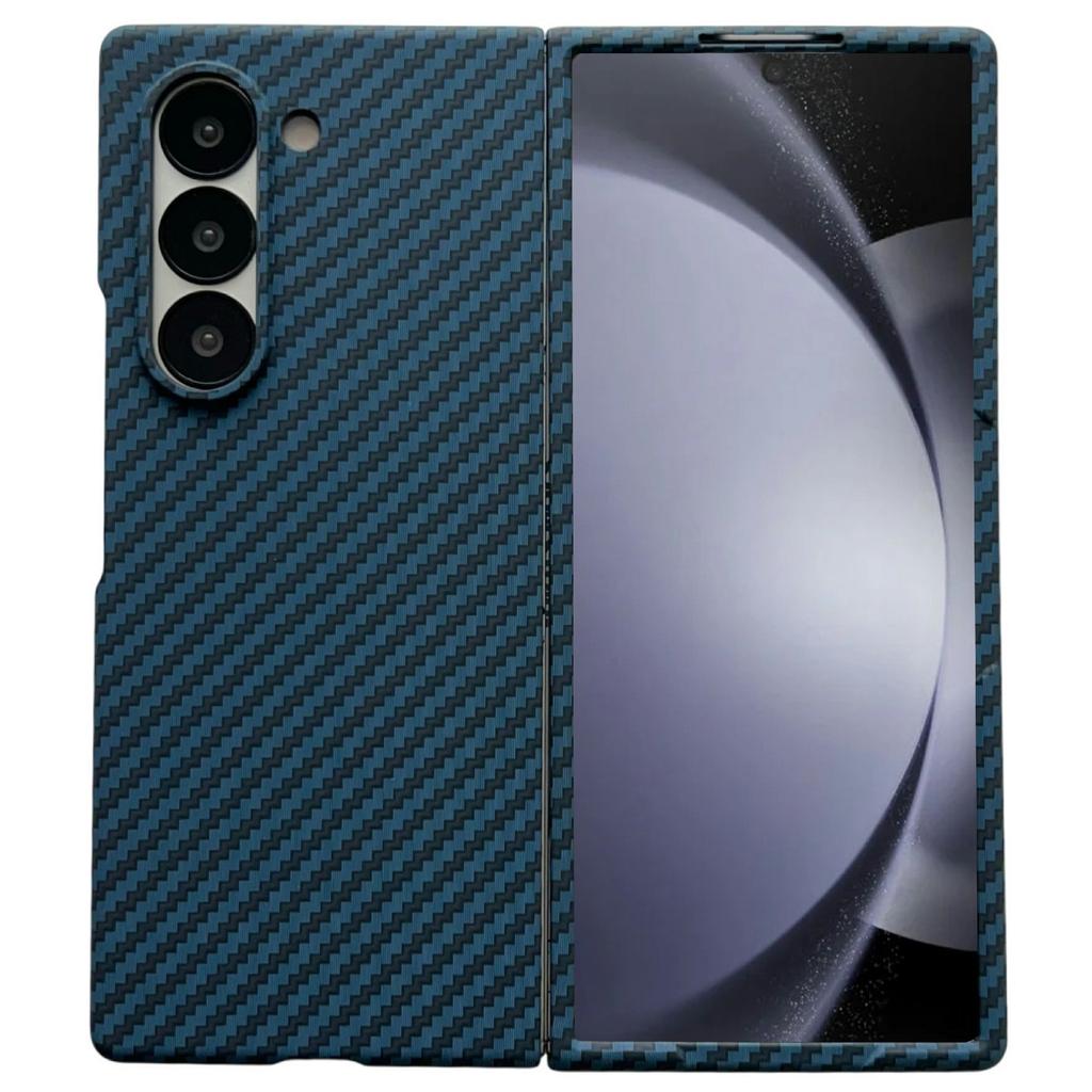 For Samsung Galaxy Z Fold5 5G Magnetic Case Carbon Fiber Texture PC Phone Cover with Screen Protector