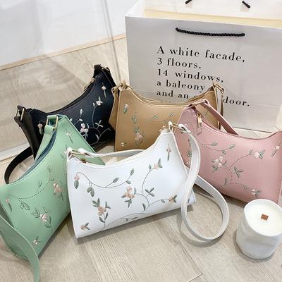 Embroidered Armpit Bag Women's Shoulder Bag Fashionable Simple Armpit Bag