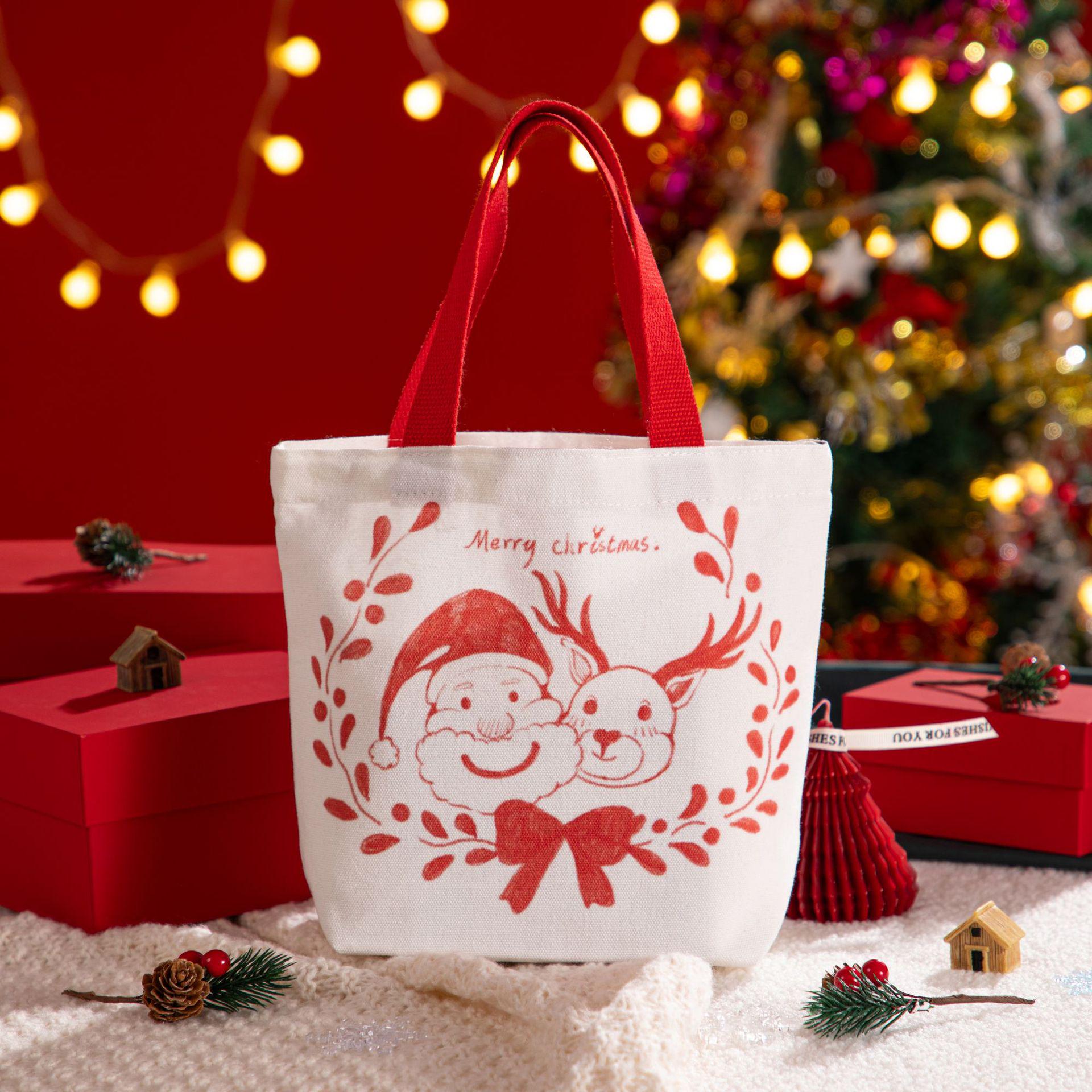 

Праздничный холщовый подарочный пакет: Сумка для конфет и сувениров в канун Рождества с мультяшным дизайном