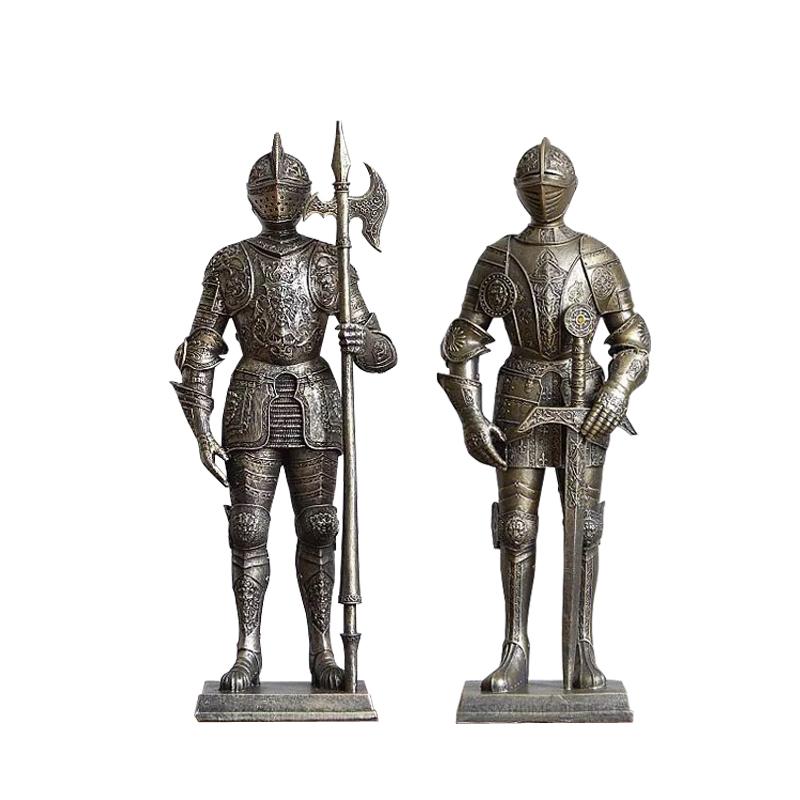 Soldat Blindat Figură Umană Simulată Sculptură Cavaler Blindat din Fier Figurine Decorative Accesorii pentru Decorarea Casei