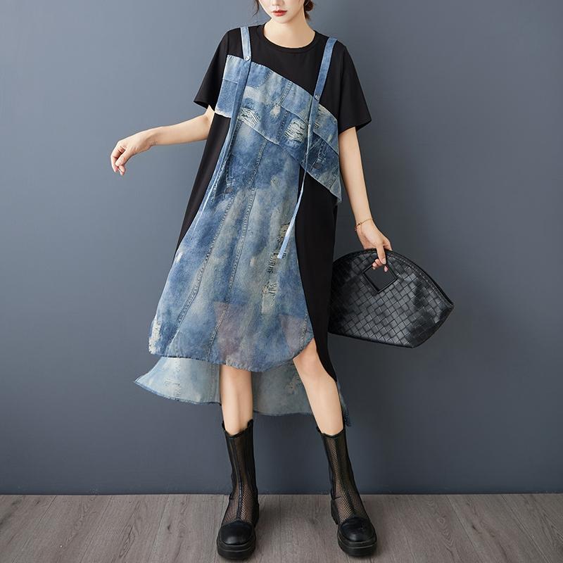 Xitao Abito da Donna Patchwork Stampa Retro GJ1221