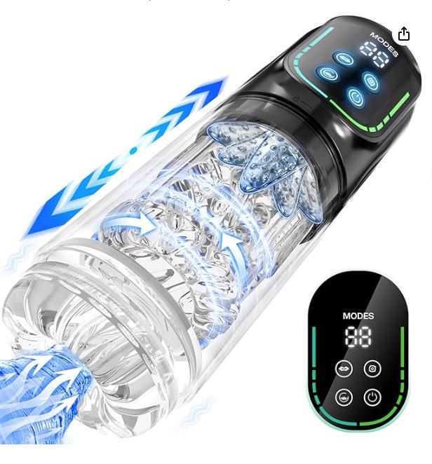 Sky Eye Telescopic Rotating Male Masturbator: Waterproof Double Vibration Silicone Sex Toy