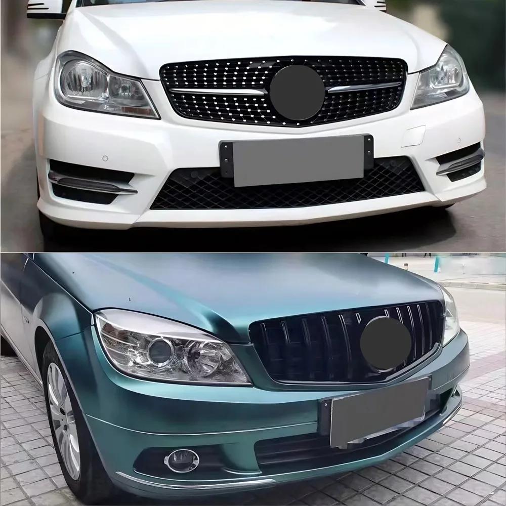 Für Mercedes C-Klasse W204 C43 2007-2014 Frontstoßstangengitter Mesh Glanzschwarz ABS Ersatz Sportliches Upgrade Tuning Zubehör