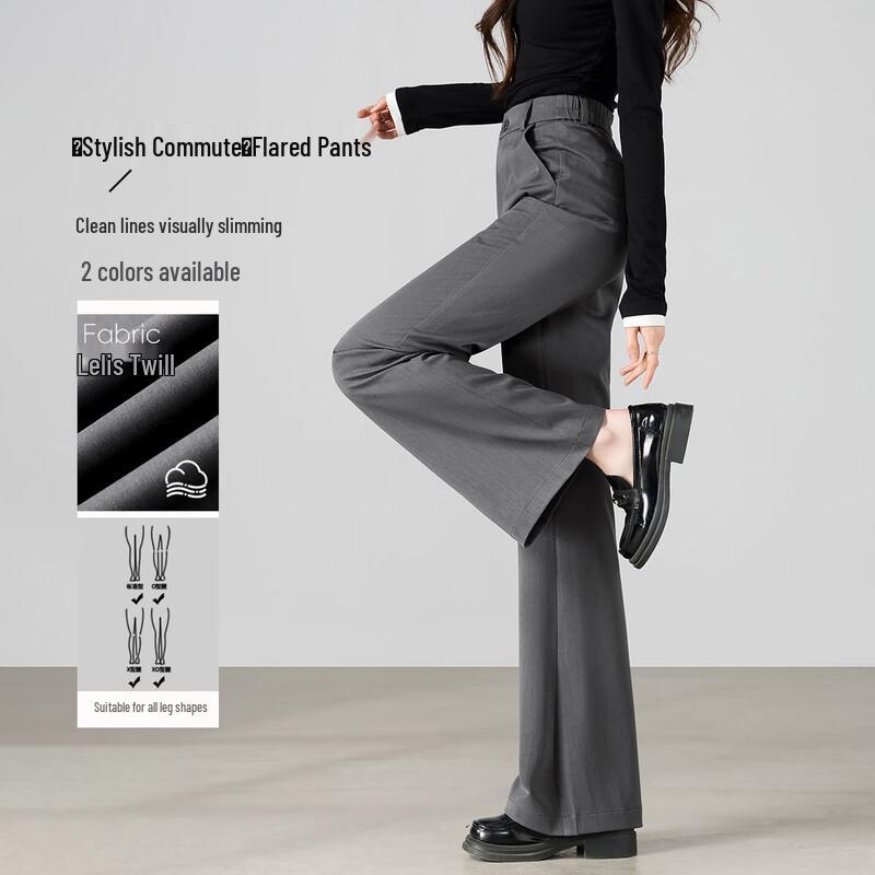 Women s Grey Flared Bell Bottom Trousers M