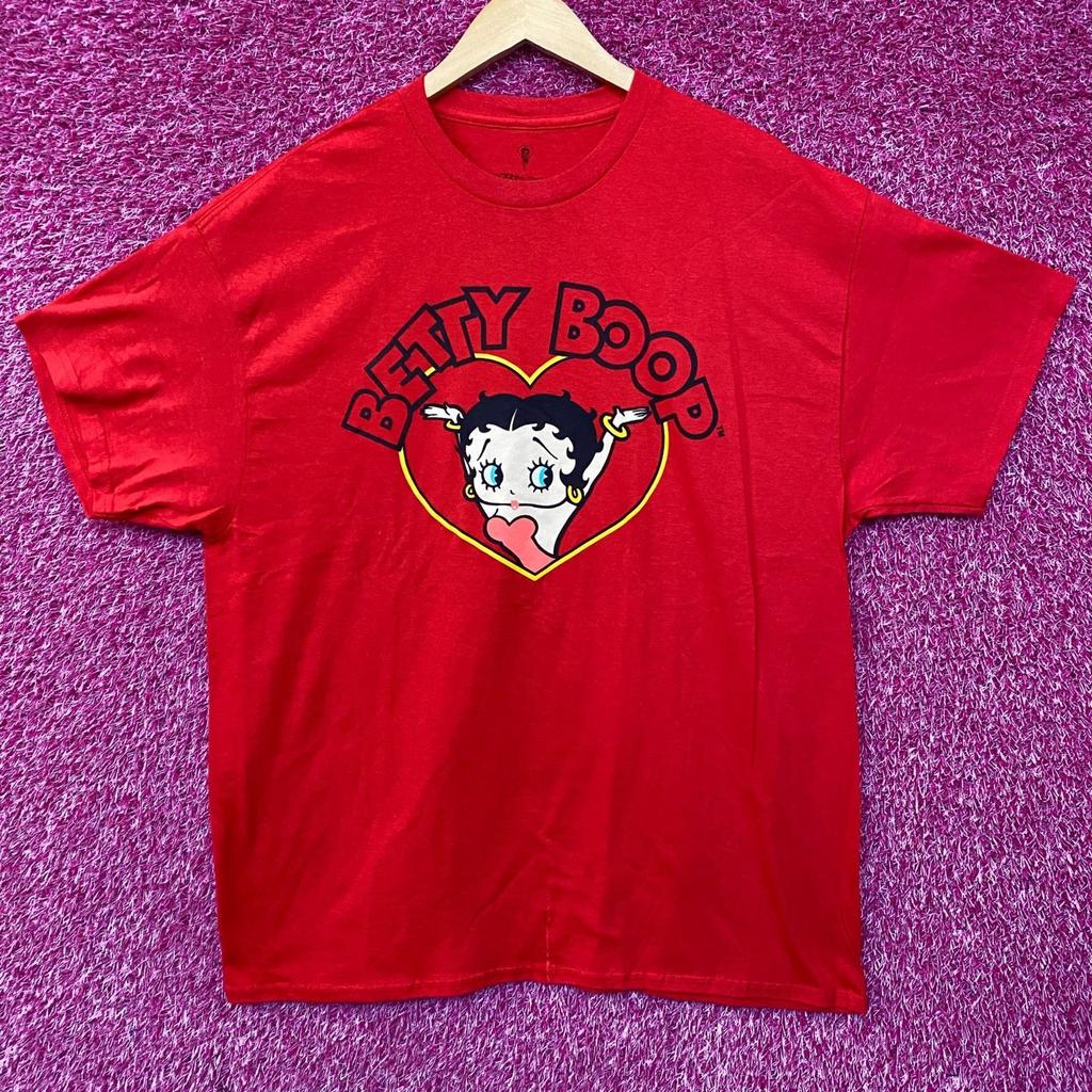Betty Boop Red Heart Graphic Design 100% Cotton T-shirt Mens Tees Top
