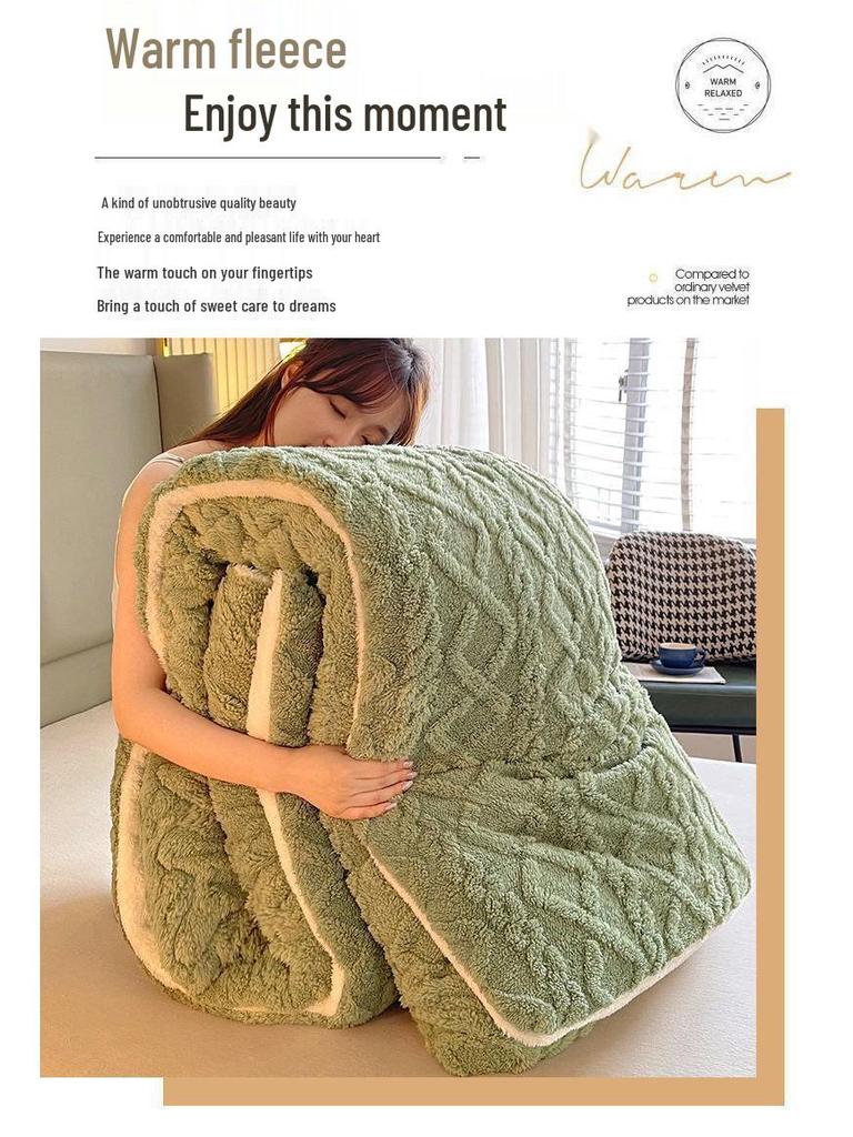 Thickened Lambswool & Milk Velvet Quilt - Cozy Winter & Versatile Spring/Fall Blanket for Twin or Dorm Use