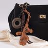 Vintage PU Leather Bear Sweet Donut Pendant Hanging Ornament Backpack Charm For Men Women Bag Charm