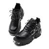 New Dark Punk Style Woman Gothic Flame Carved Vintage Rock Boots Leather Shoes Metal Niche Low Top Platform Shoes