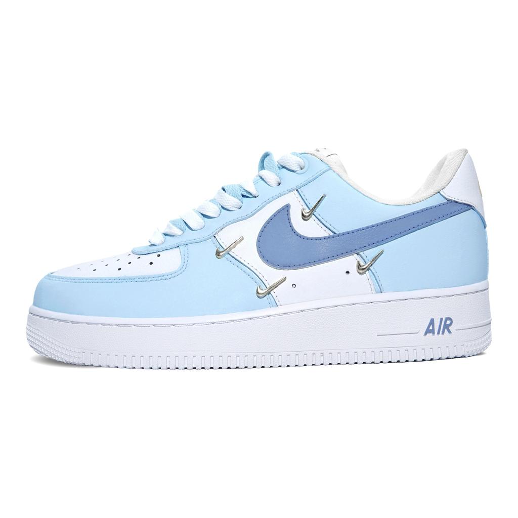Nike Air Force 1 Abrasion Resistant Low top Skateboard Shoes Women's Light Blue FV3654-111(Team252-)