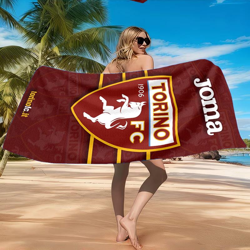 Asciugamano da Spiaggia con Stemma Torino Fc, Asciugatura Rapida, Facile da Curare, Adatto sia per il Fitness che per le Vacanze al Mare, Essenziale per lo Sport