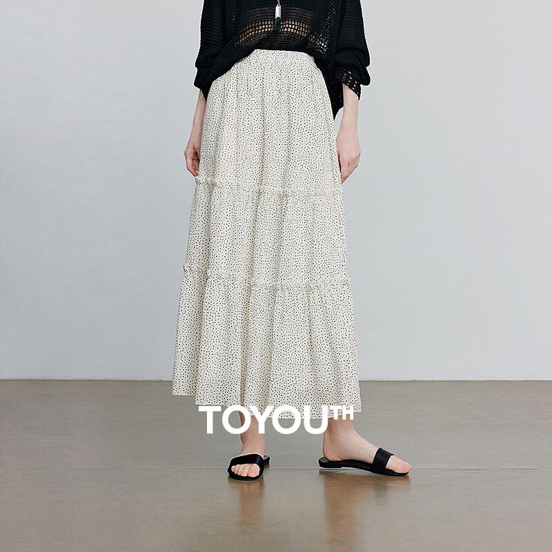 Women s French Polka Dot A-Line Midi Skirt M