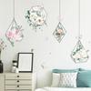 Fresh Flowers Geometric Hanging Basket Wall Stickers Living Room Bedroom Sofa Background Decoration Wallpaper Sticker Home Decor