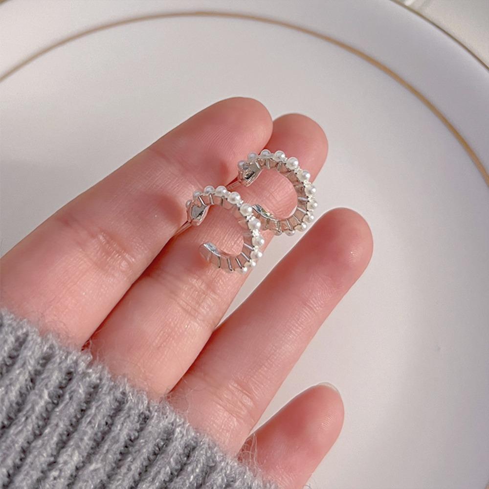 S925 Silver Needle Light Luxury Pearl Zircon Earrings Women's High-end Temperament Niche Versatile Stud Earrings