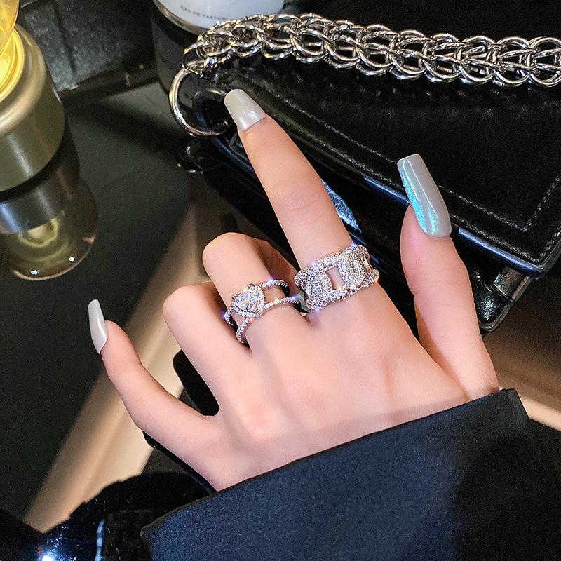 Love Ring Women'S Personality Fashion Opening Light Luxury Niche Design Temperament Women'S Index Finger Ring
