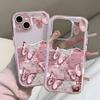 Pink Butterfly Collage Pattern Clear Phone Case For iPhone 11 12 13 14 15 16 17 Pro Max Air Plus 2 In 1 Candy Color Soft Cover