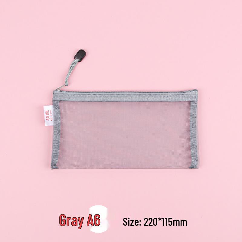 

Large Capacity Transparent Nylon Mesh Document Bag - A4 Student and Office Zipper Storage Bag 24*18cm