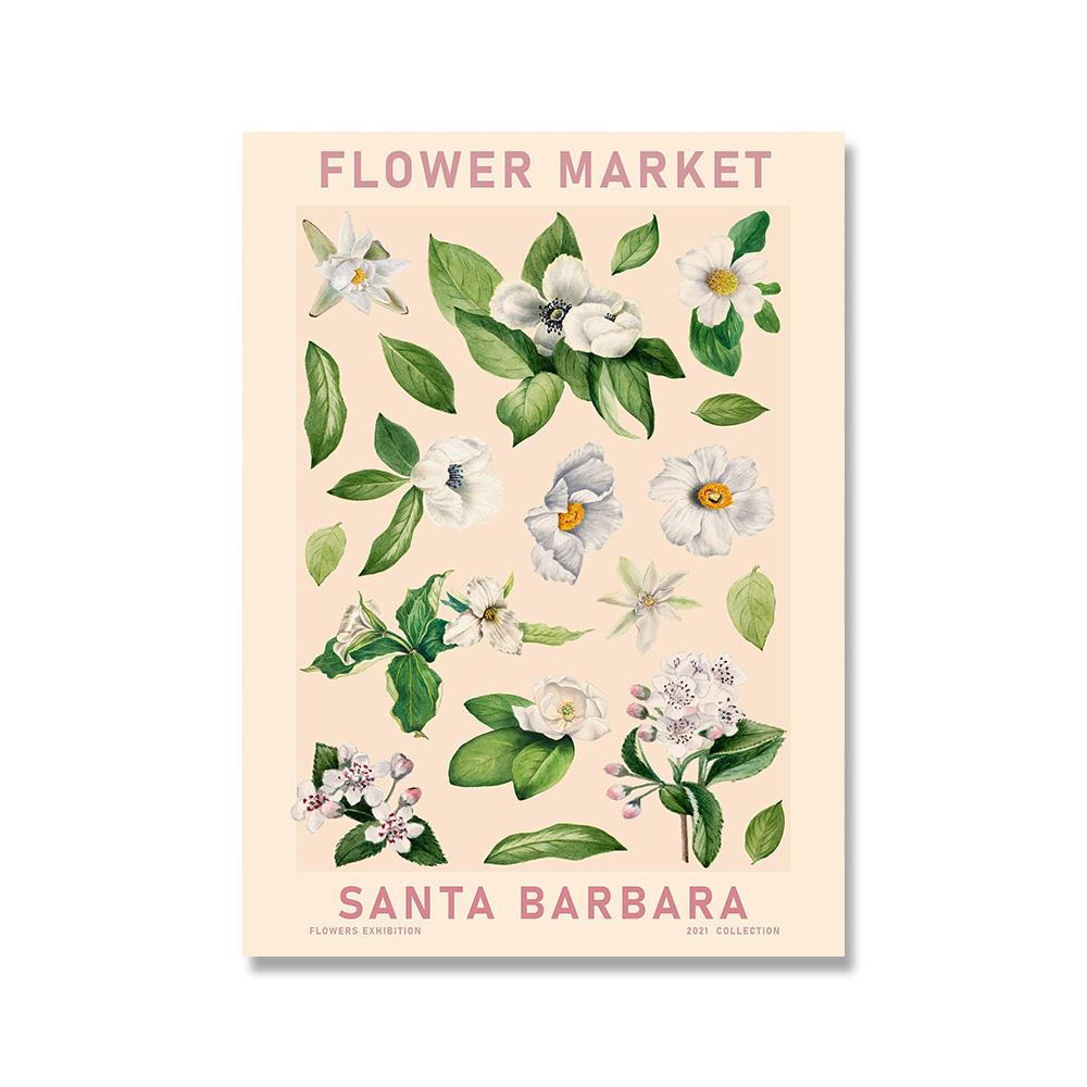 Abstract Flower Market Vintage Watercolor Wall Art Canvas Painting Nordic Posters And Prints Wall Pictures For Living Room Decor No Frame