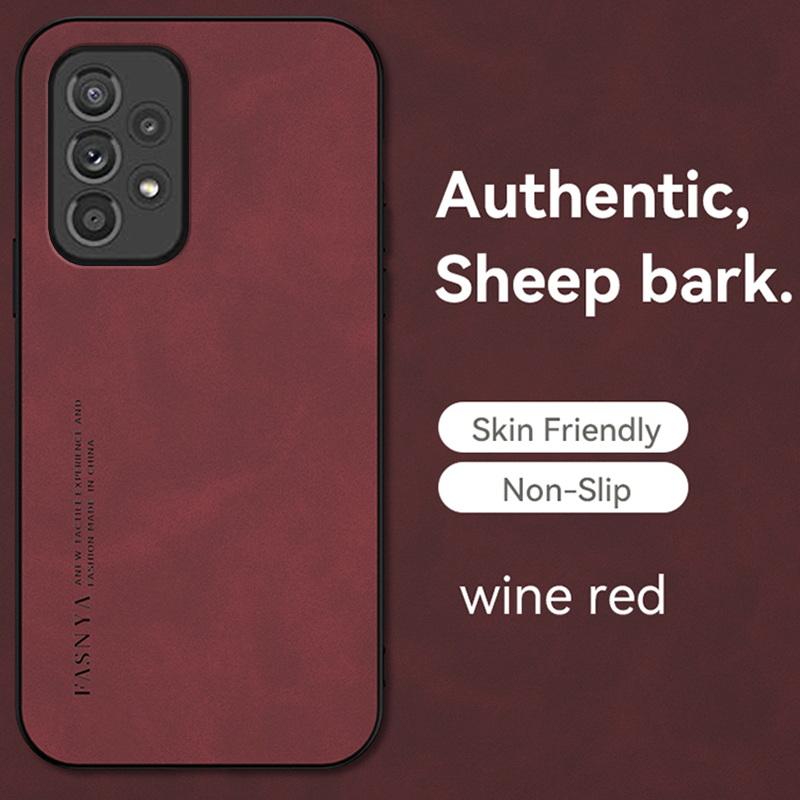 Sheepskin Leather Case For iPhone 16 15 14 13 12 Samsung S25 S24 Plus A34 S23 Redmi Note 14T 12 4G Mi 12T Pro Soft Edges Pure Color Phone Cover