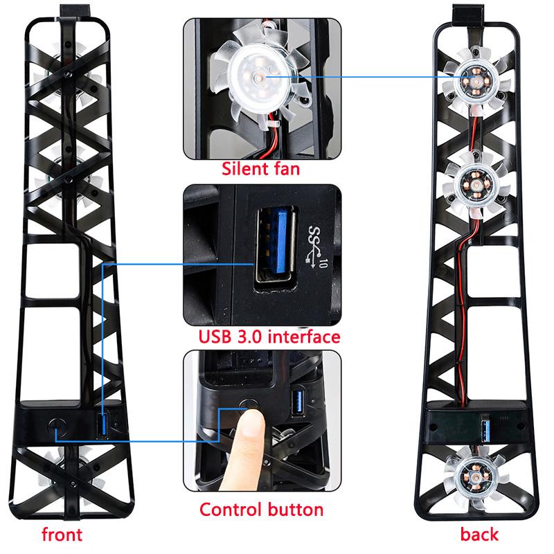 Wentylator chłodzący do PS5 Slim ze światłem LED do Playstation 5 Slim w wersji z napędem i cyfrowej, system chłodzenia, podstawa chłodząca, akcesoria