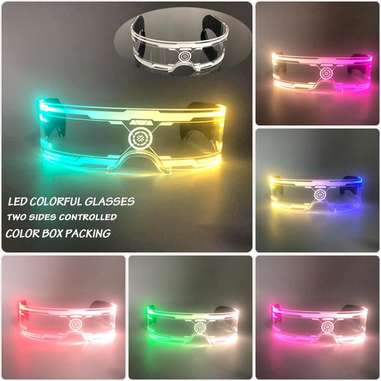 Nuovi Occhiali Stile Cyberpunk Cool Decorazione Luminosa per Feste Occhiali da Sole LED Luminosi Illuminazione Bar Rave Musica Festa da Ballo
