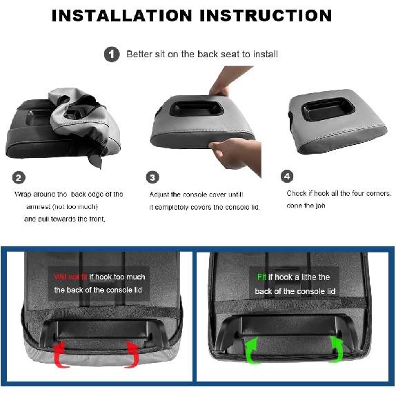DEYTOP Center Console Cover for Chevy Silverado 2014-2018 Accessories Console Armrest Cover for GMC Sierra 2014-2018 Car Cushion Protector Pad (Black